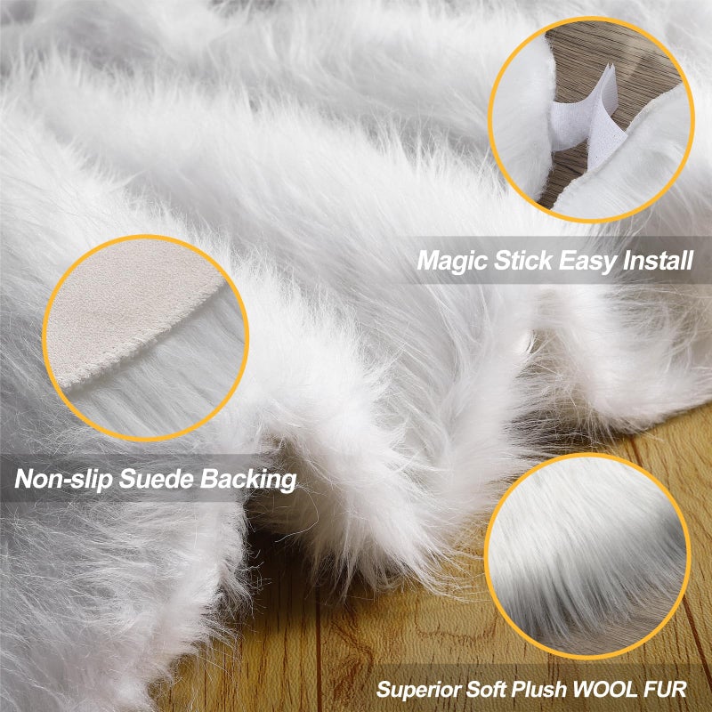 iMucci Christmas Tree Skirt 2025 Update 36 inch Wool Fur White Tree Skirt Small Snowy White Plush Velvet Tree Skirt Party Christmas Tree Decoration - Image 2